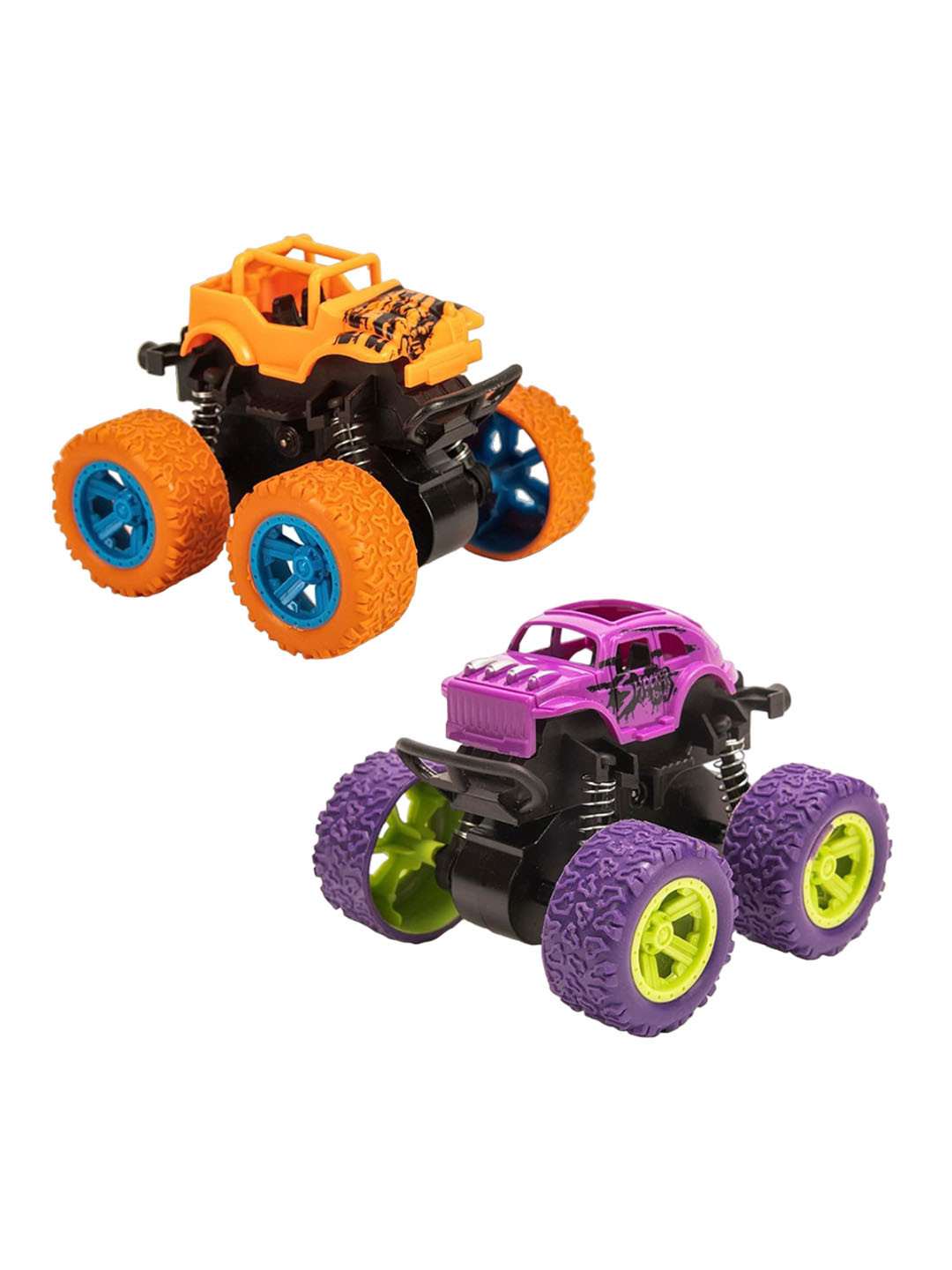 

ADKD Kids Pack Of 2 Mini Unbreakable Friction Powered Monster Car, Orange
