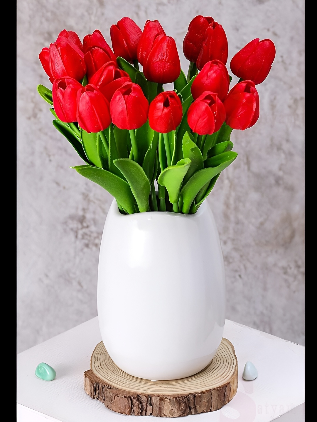

Satyam Kraft Red & Green 5 Pieces Tulip Artificial Flowers