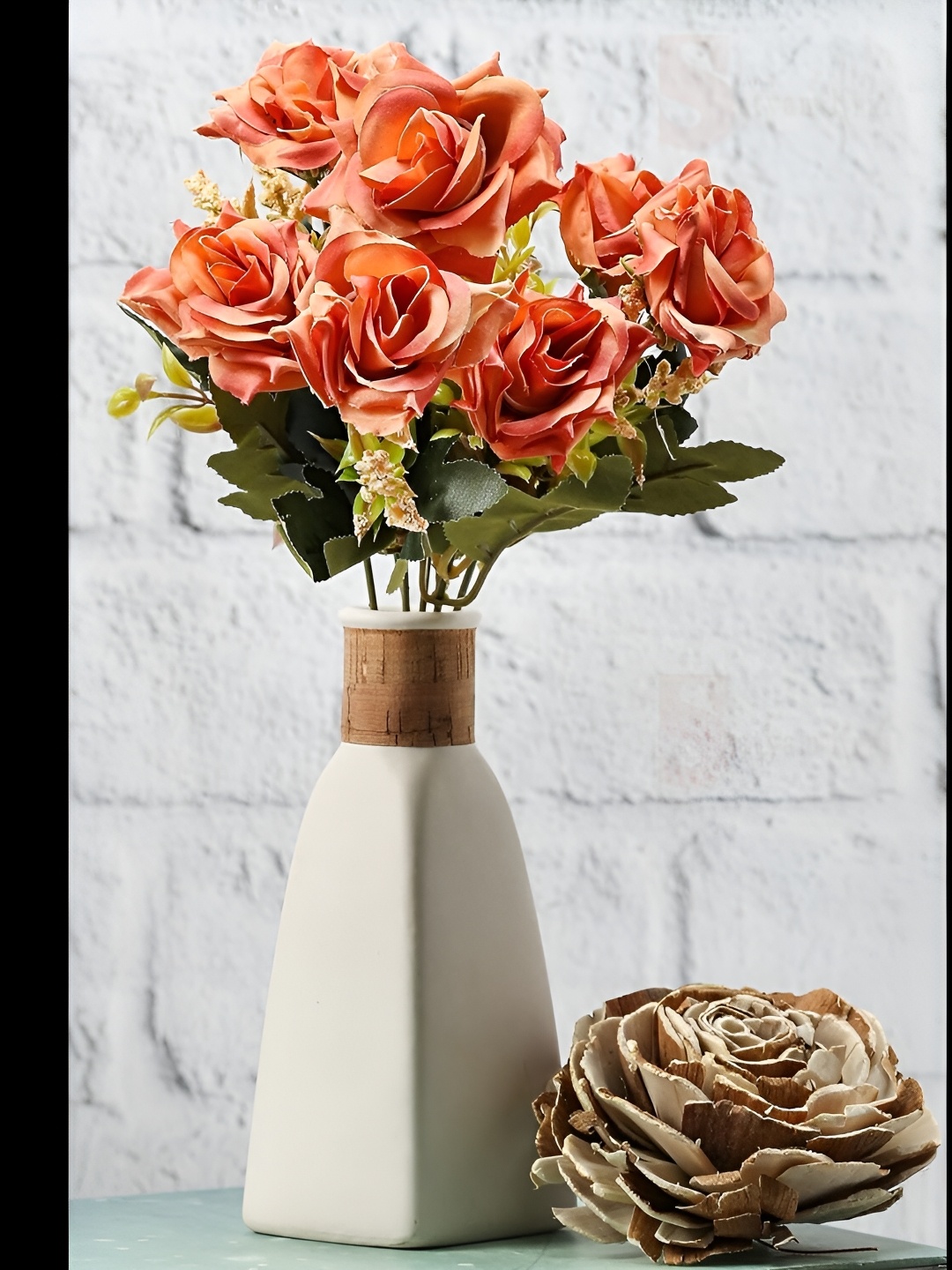 

Satyam Kraft Orange & Green Rose Artificial Flower