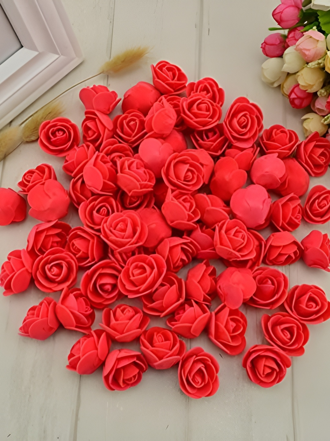 

Satyam Kraft 50 Pieces Red Rose Artificial Flower