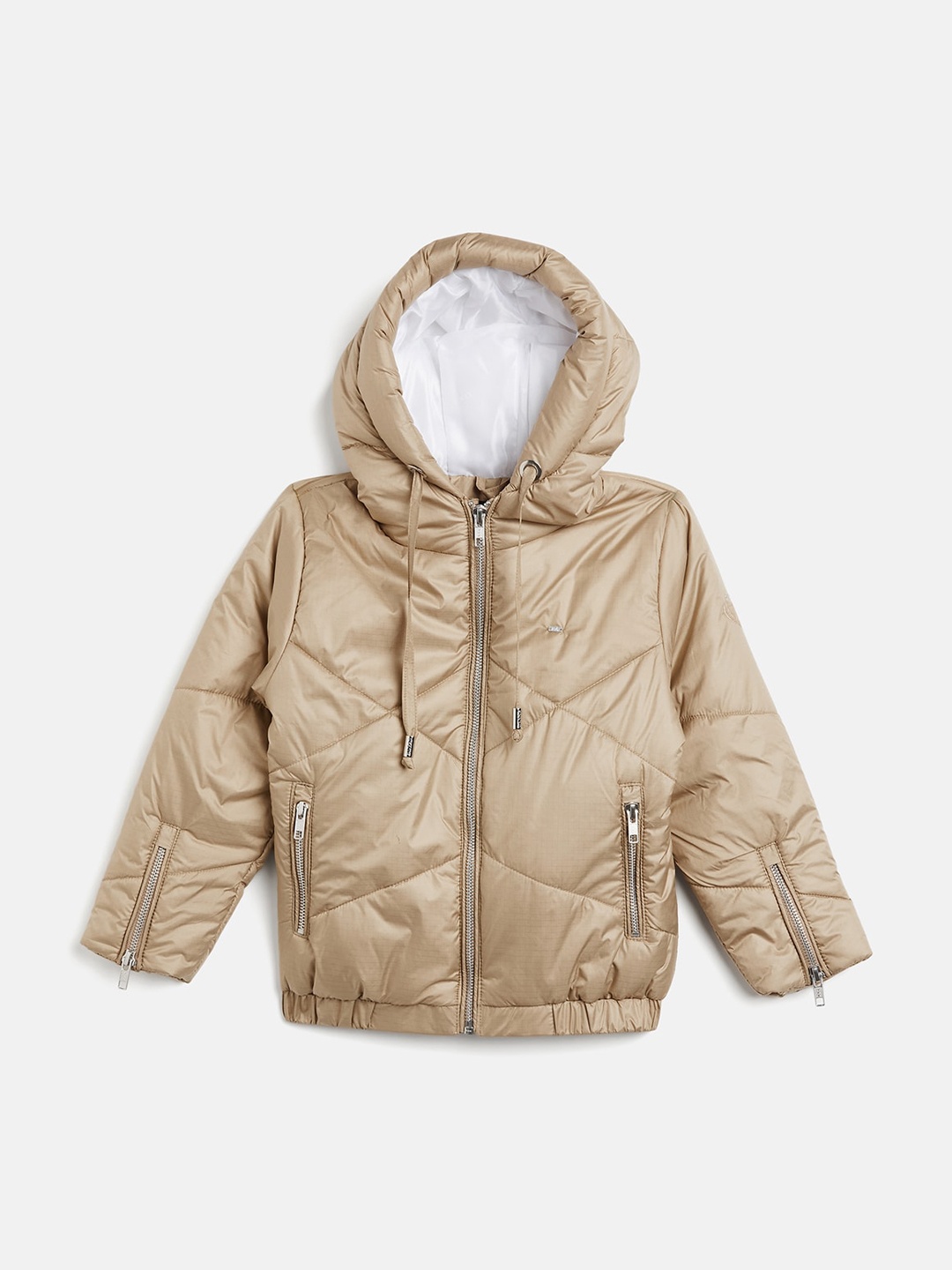 

Okane Girls Hooded Lightweight Puffer Jacket, Camel brown
