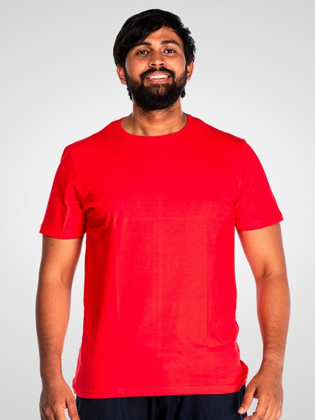 

WANDERLOOMS Round Neck Fusion Cotton T-shirt, Red