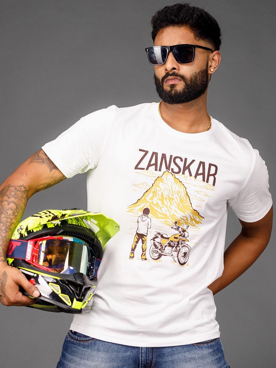 

WANDERLOOMS Graphic Printed Cotton T-shirt, White