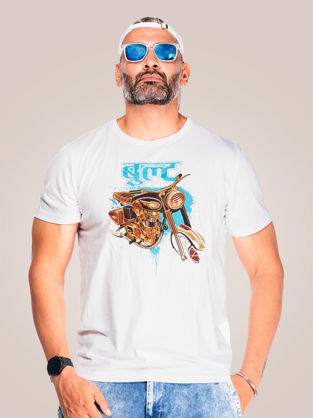 

WANDERLOOMS Graphic Printed Cotton T-shirt, White