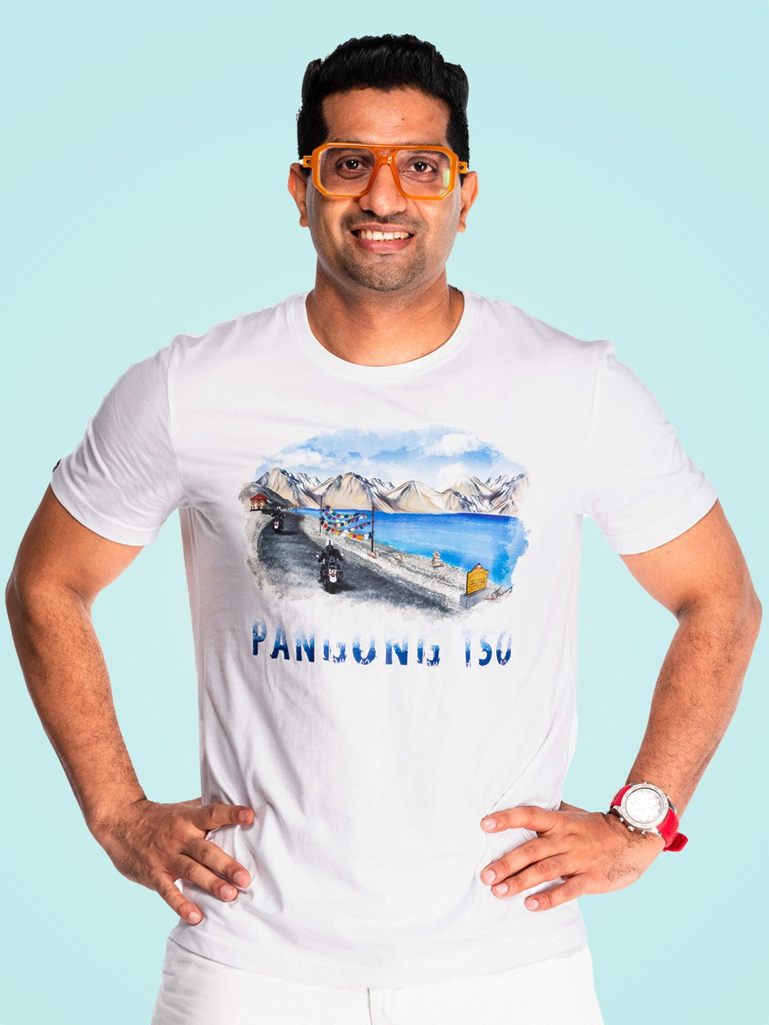 

WANDERLOOMS Graphic Printed Cotton T-shirt, White