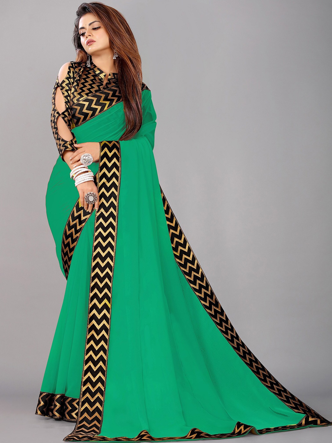 

Reeta Fashion Pure Georgette Saree, Green