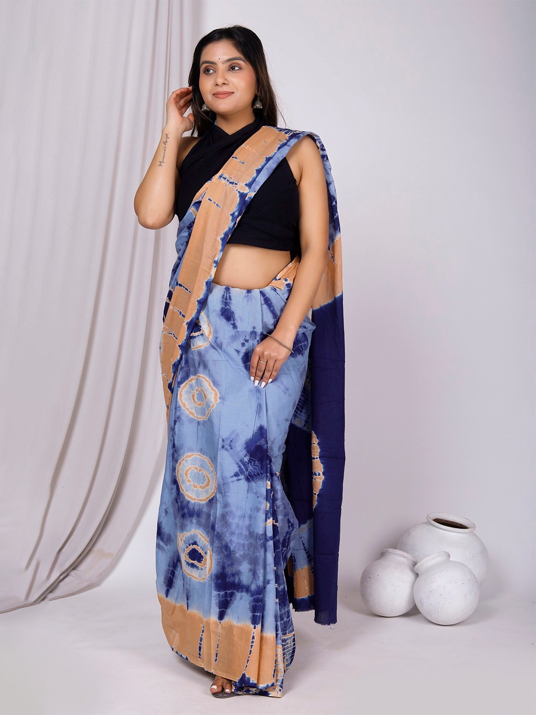 

JAIPURI BLOCK PRINT Bandhani Pure Cotton Bandhani Saree, Purple
