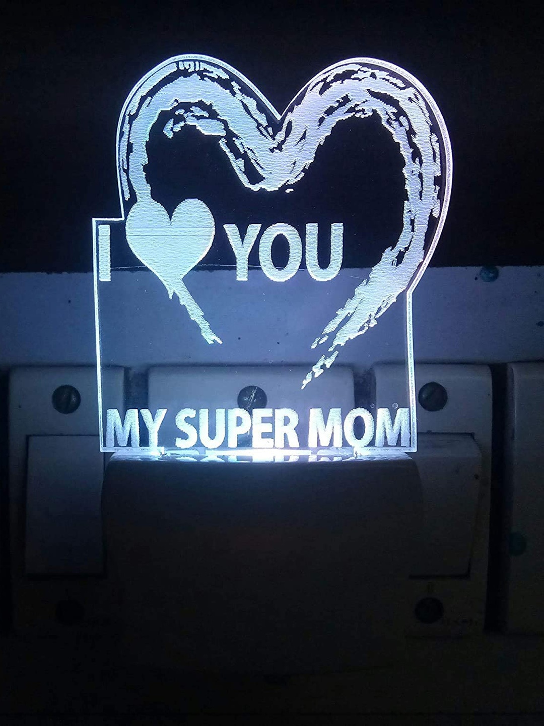 

NMII White & Green MOM LOVE 3D Illusion Night Table Lamps