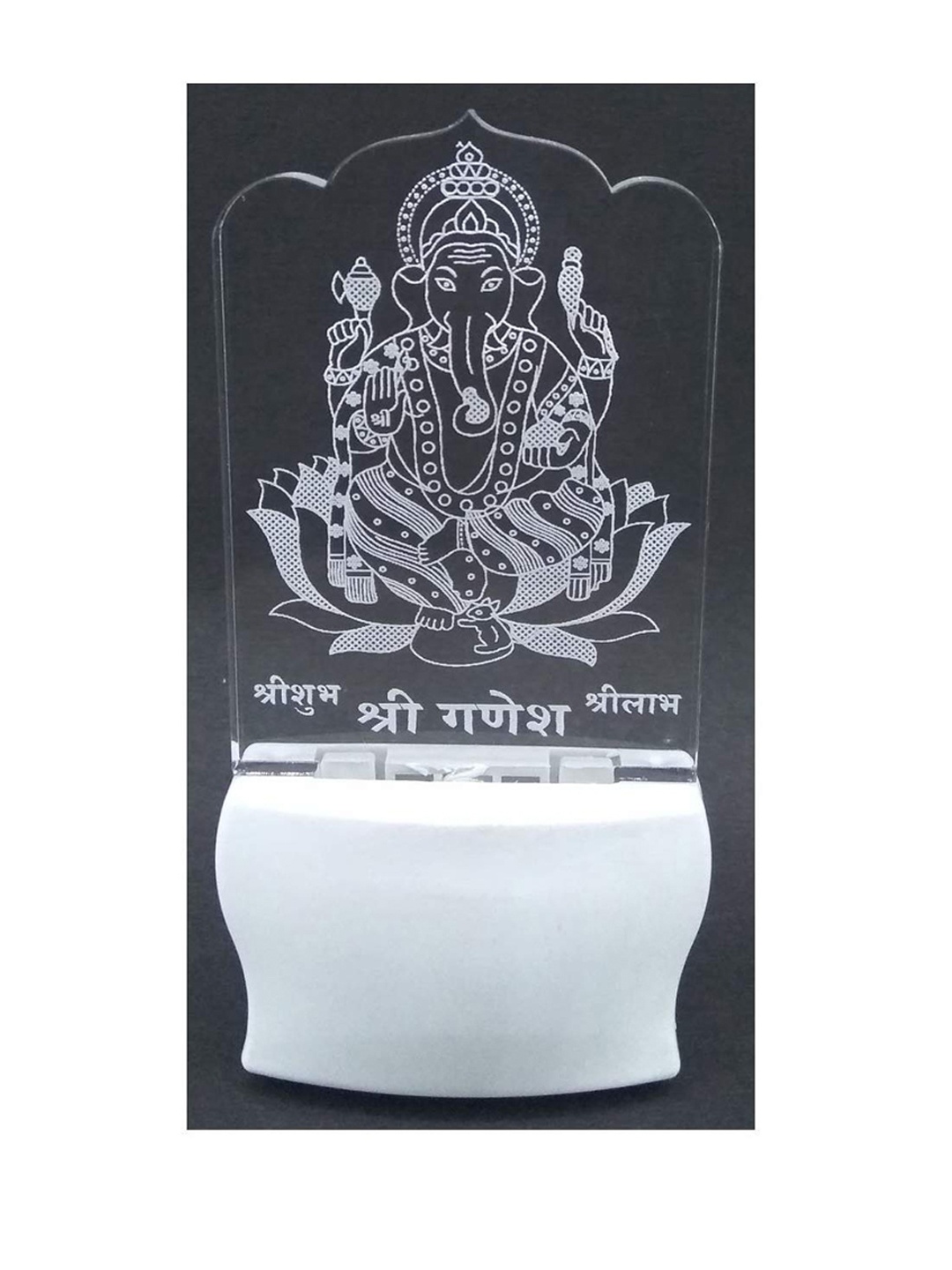 

NMII White & Transparent Printed Lord Ganesh Acrylic 3D Illusion Plug Night Lamp
