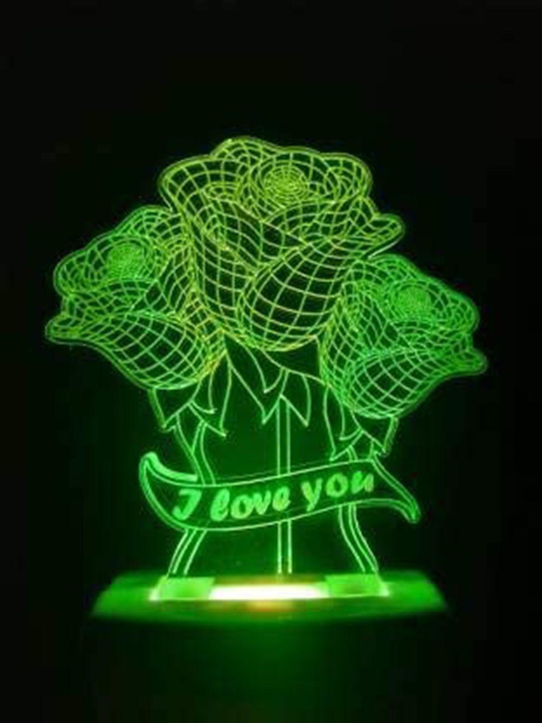 

NMII Blue & Green Love you Rose 3D Illusion Acrylic Table Lamps