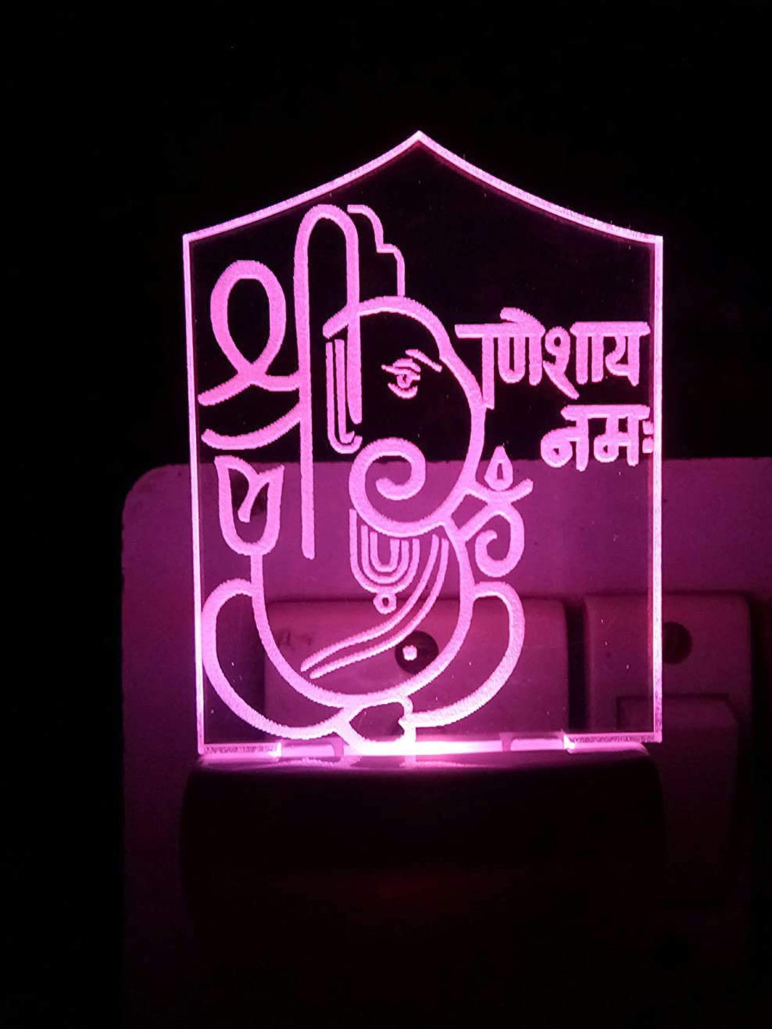 

NMII Pink & Blue Printed Shri Ganesh Acrylic 3D Illusion Plug Night Lamp