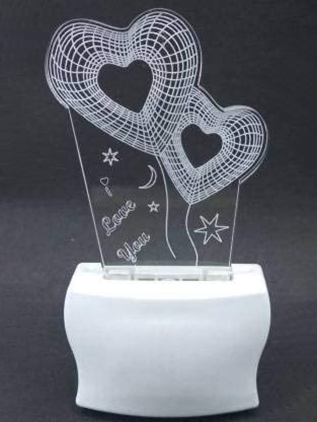 

NMII White & Transparent Printed Love Heart Acrylic 3D Illusion Plug Night Lamp