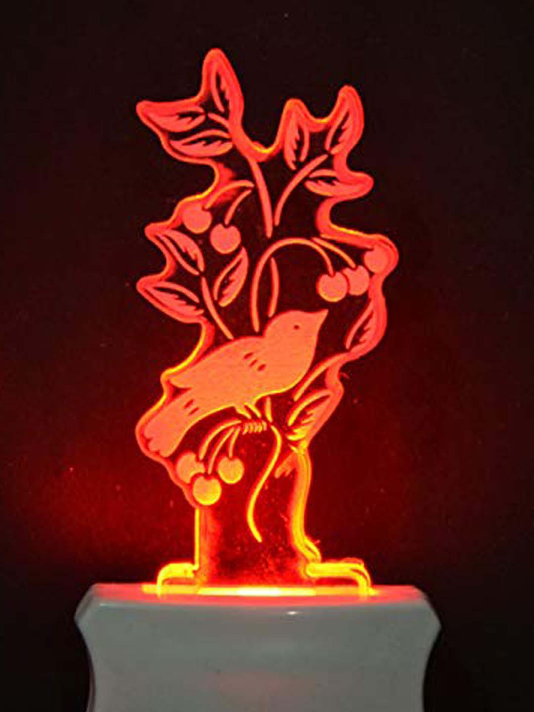 

NMII White & Red Printed Bird Acrylic 3D Illusion Plug Night Lamp