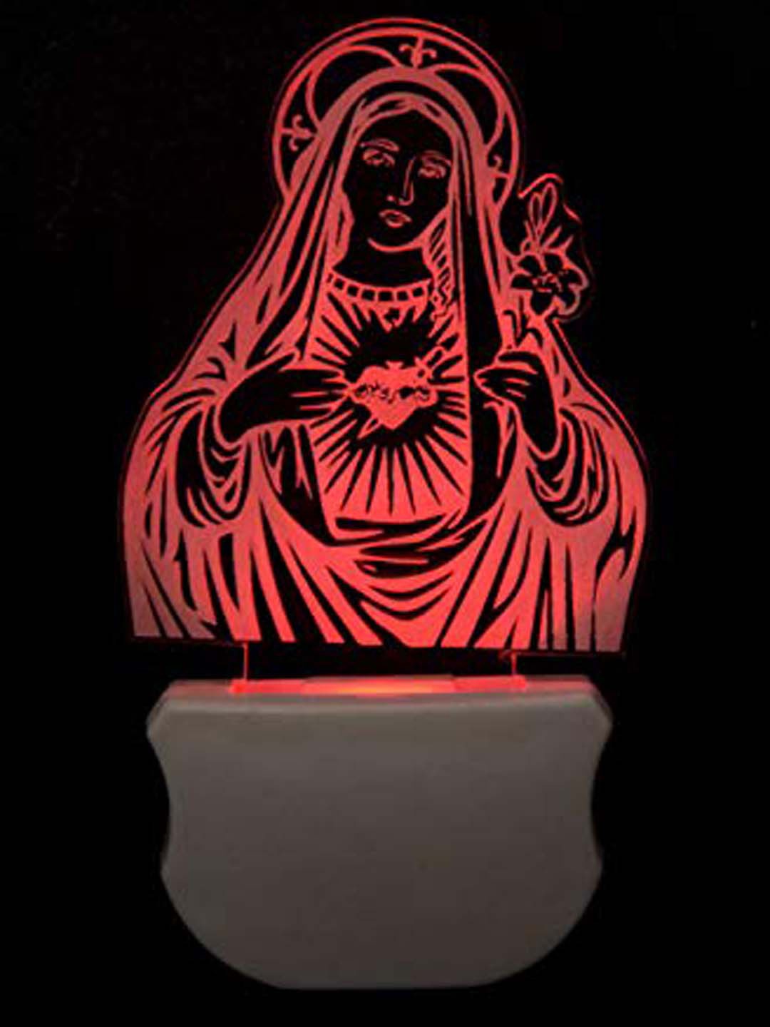 

NMII White & Red Mother Mary Printed 3D Illusion Night Lamp
