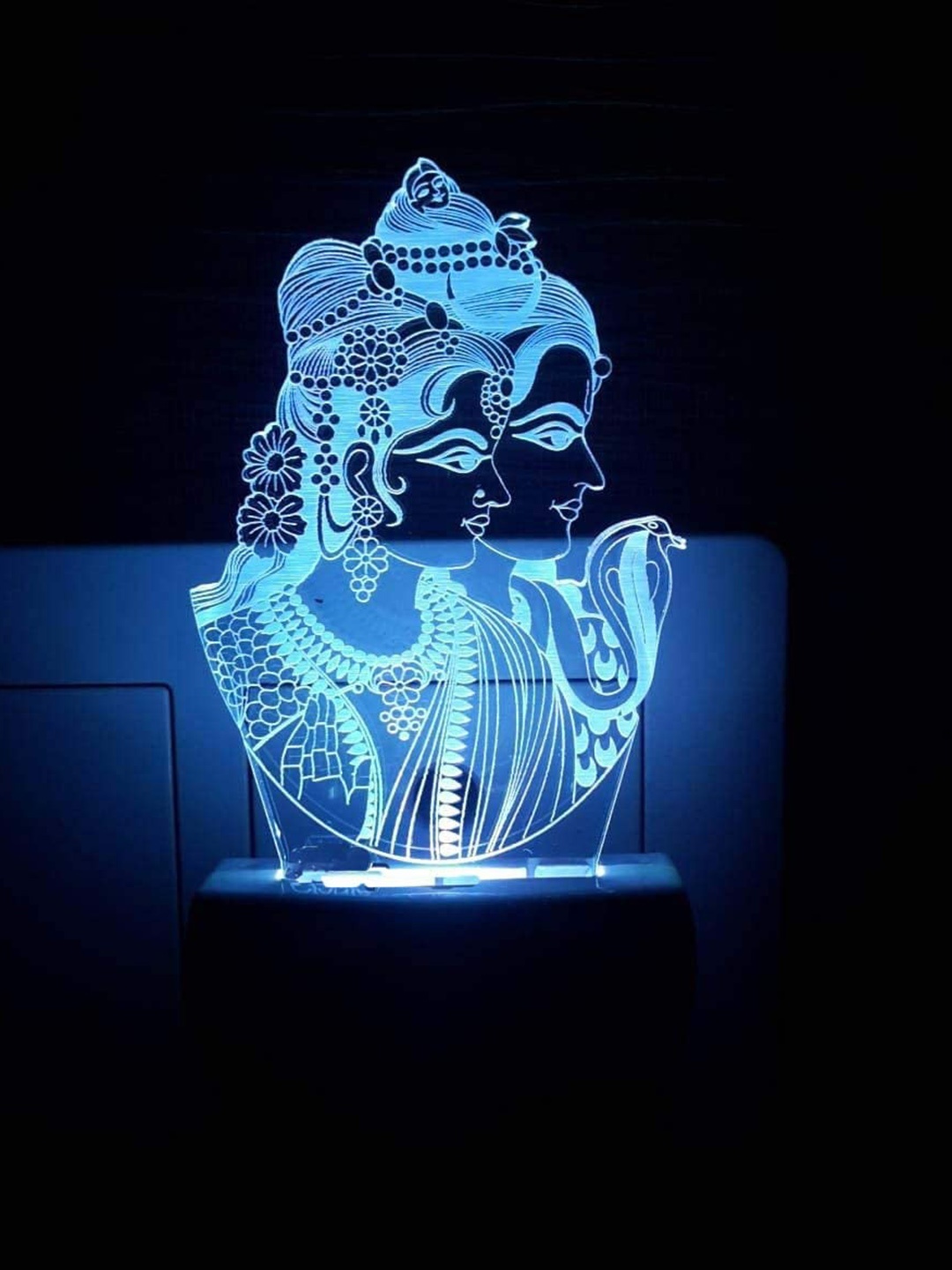 

NMII Blue & Red Shiv and Parvati 3D Illusion Acrylic Table Lamps