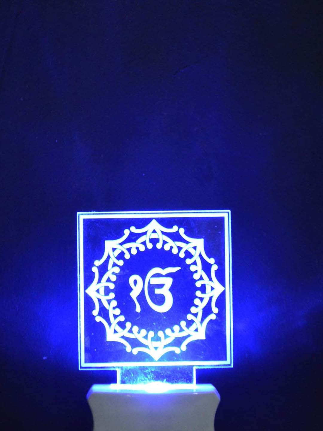

NMII Blue & Red Printed Ek Onkar Symbol Acrylic 3D Illusion Plug Night Lamp