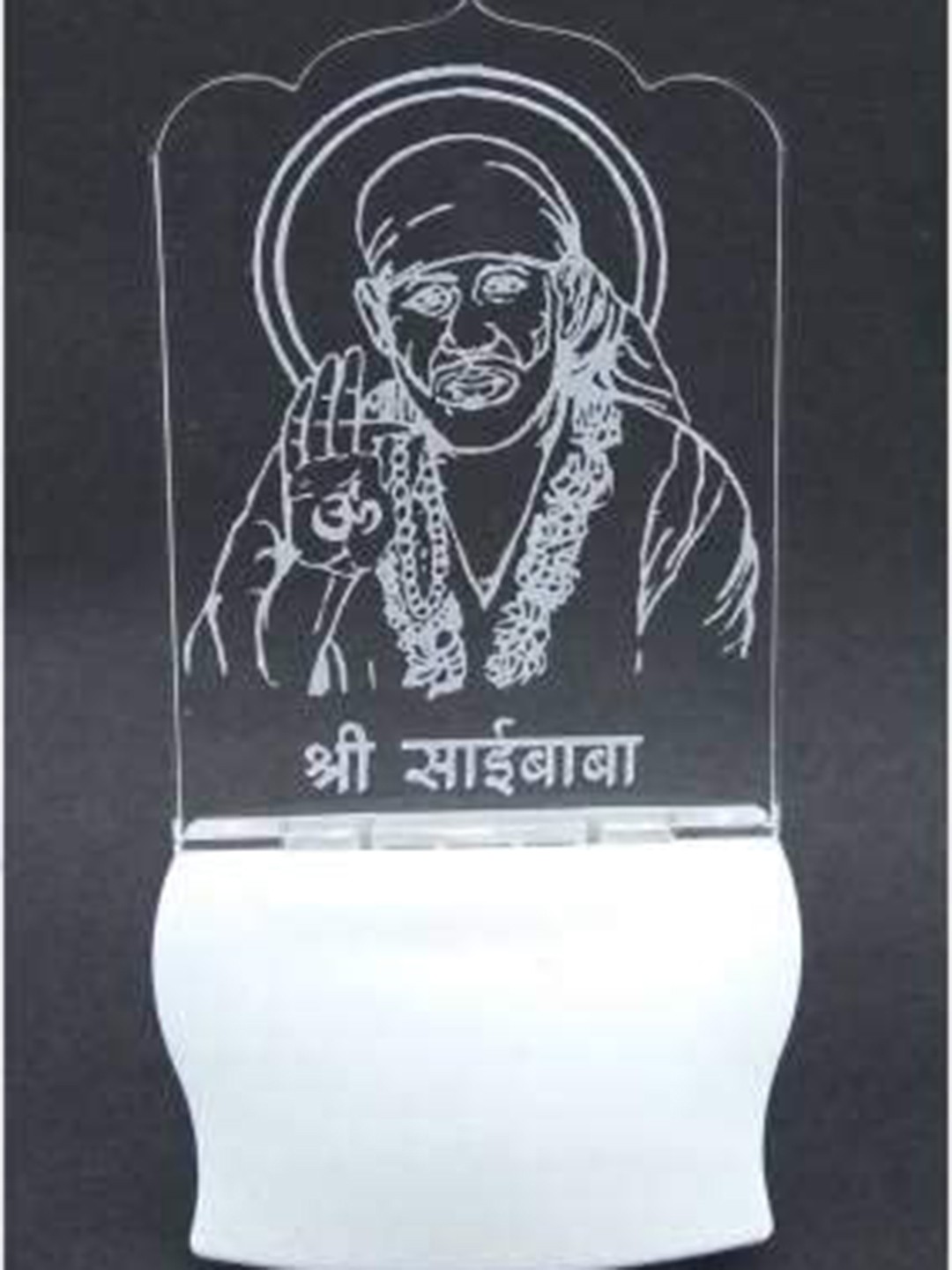 

NMII Transparent 3D Illusion Sai Baba Printed Night Lamp