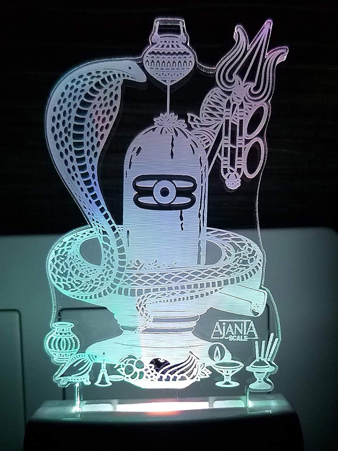 

NMII White & Green Lord shiva Printed 3D Illusion Night Lamp
