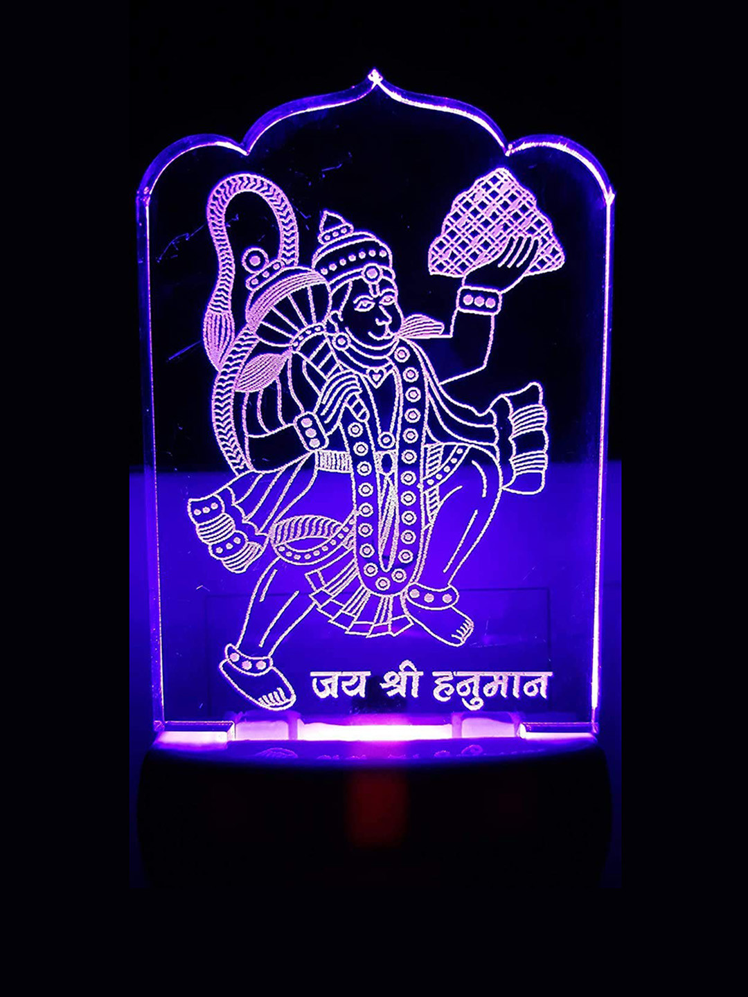 

NMII Transparent & Blue Printed Hanuman ji Acrylic 3D Illusion Plug Night Lamp