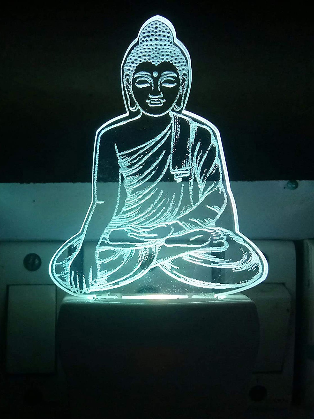 

NMII White & Green Gautam budh Printed 3D Illusion Night Lamp