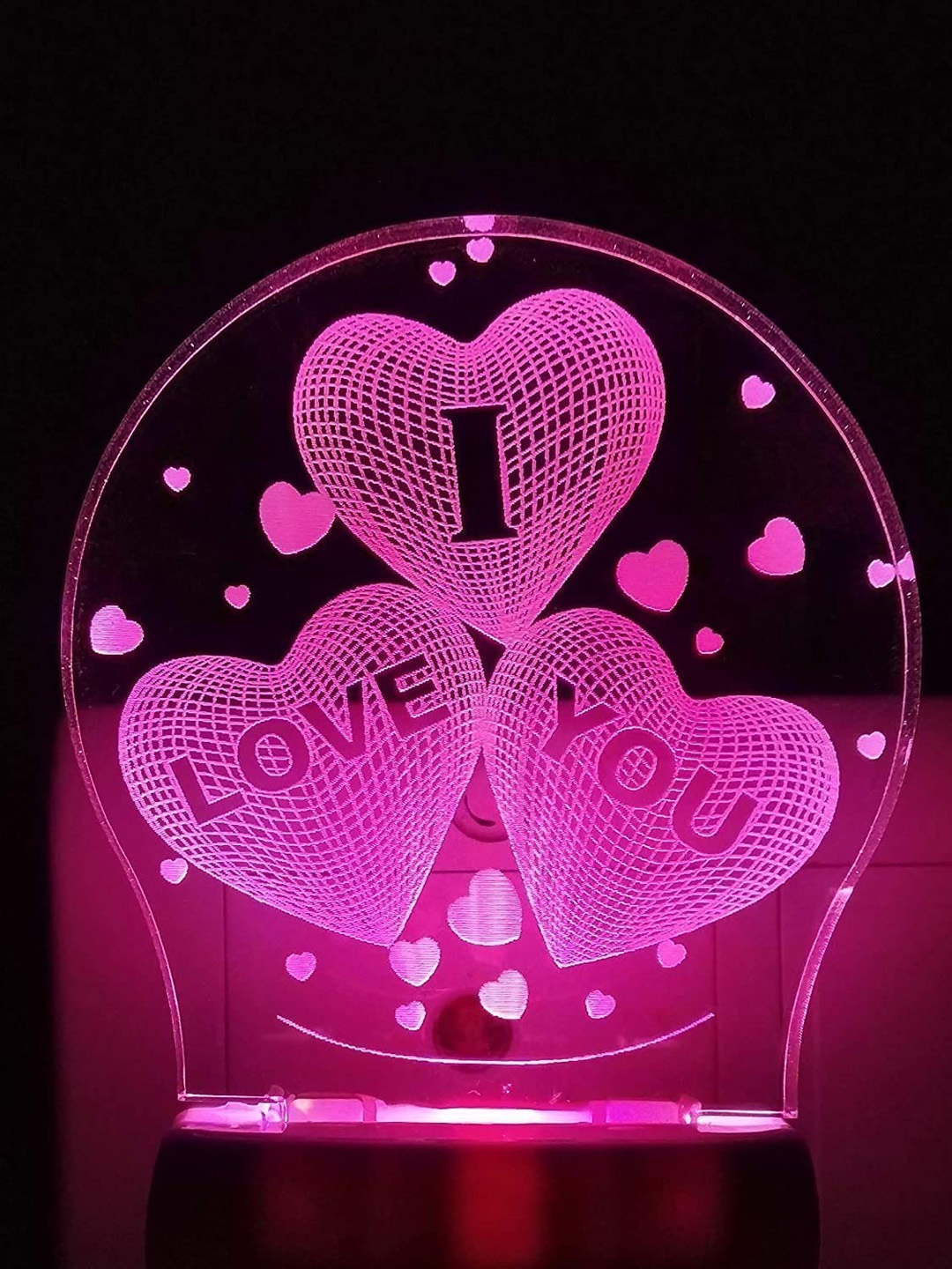 NMII Pink & White 3D Illusion Night Table Lamp, Blue