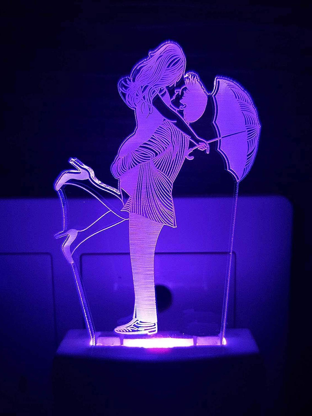 

NMII Green & Purple Printed Couple Acrylic 3D Illusion Plug Night Lamp