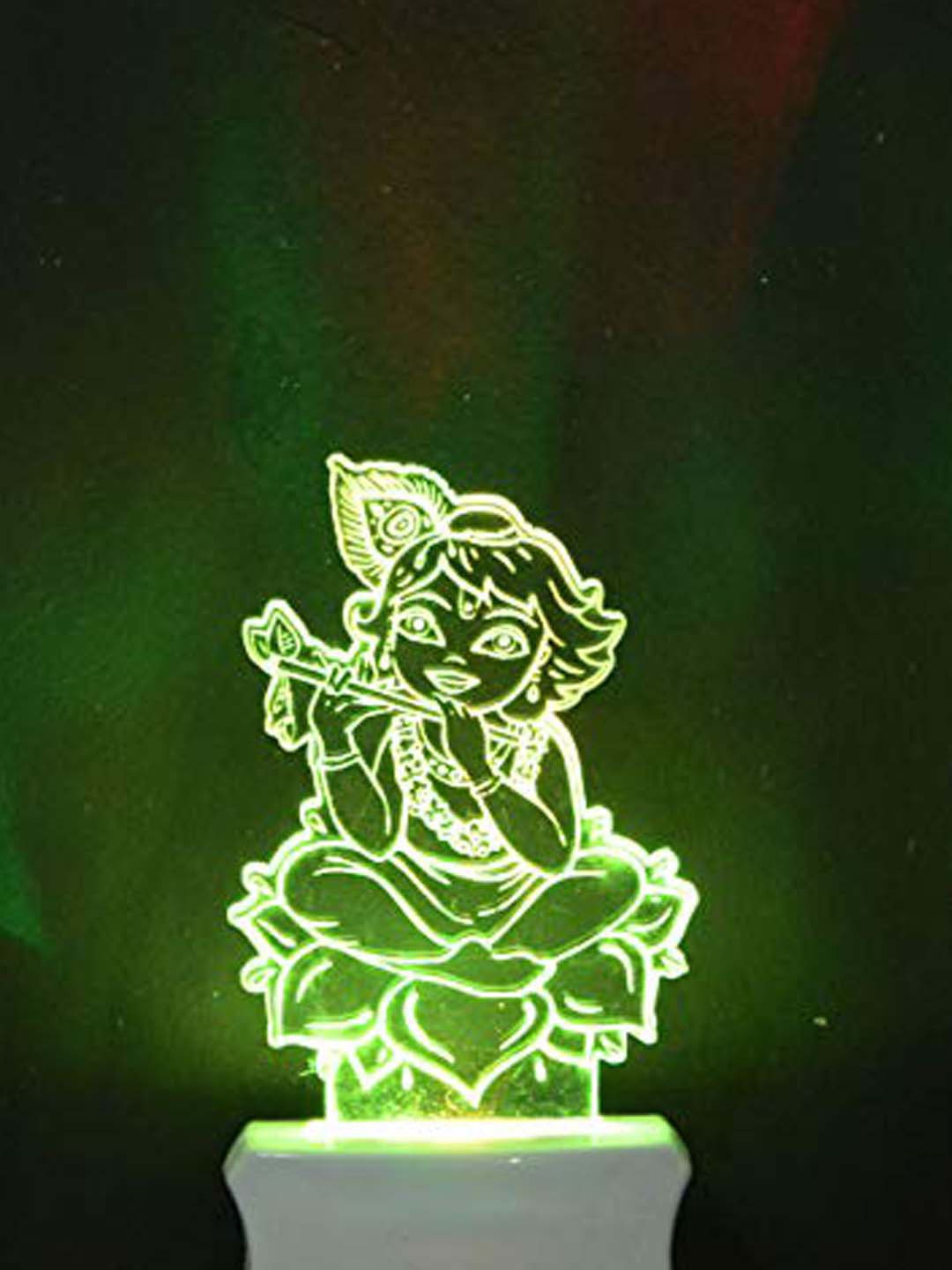 

NMII White & Blue Printed Baby Krishna Acrylic 3D Illusion Plug Night Lamp