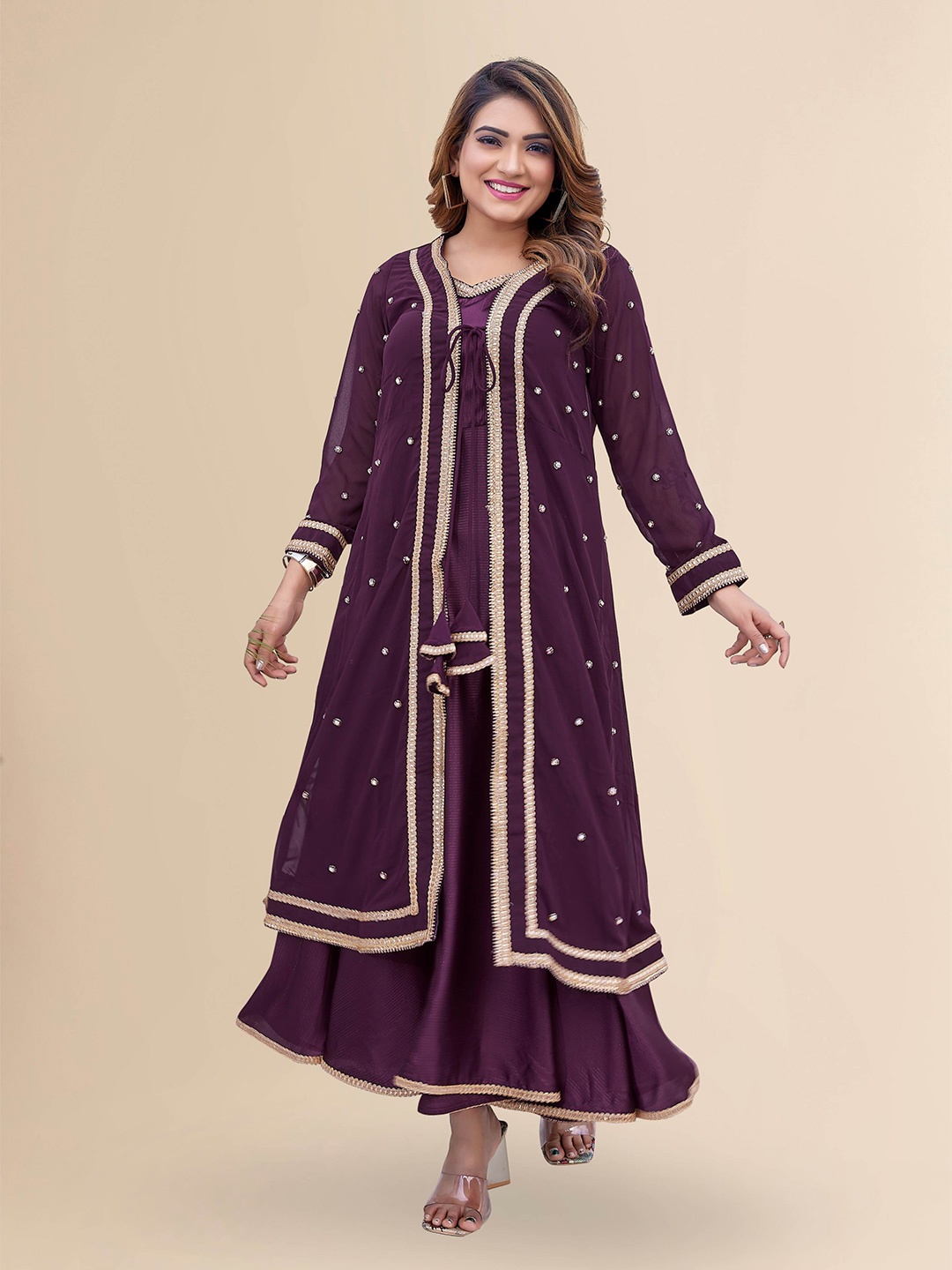 

TITANIUM SILK INDUSTRIES PVT. LTD. Satin Maxi Party Dress, Purple