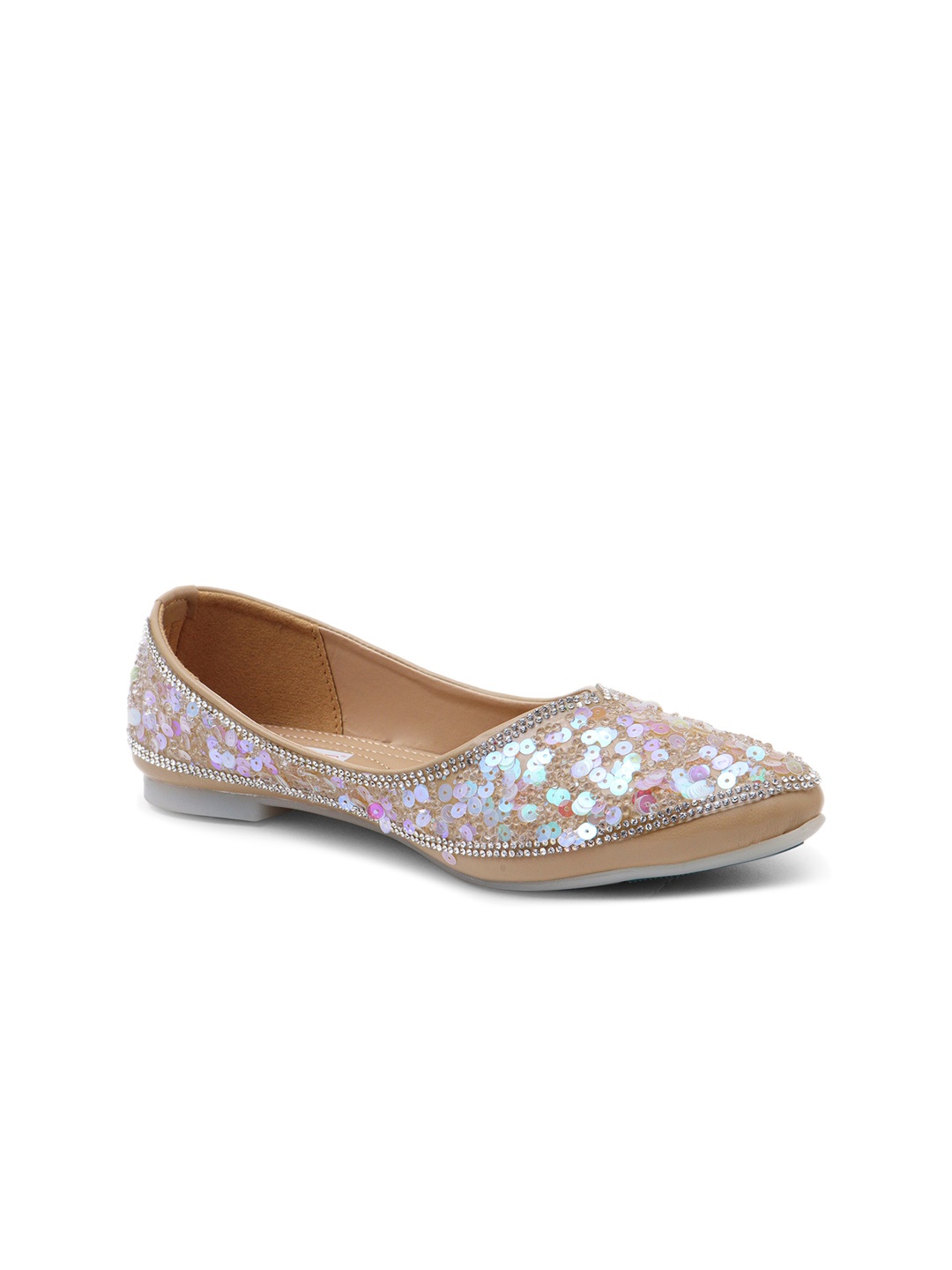 

Ta Chic Printed Round Toe Ballerinas, Gold
