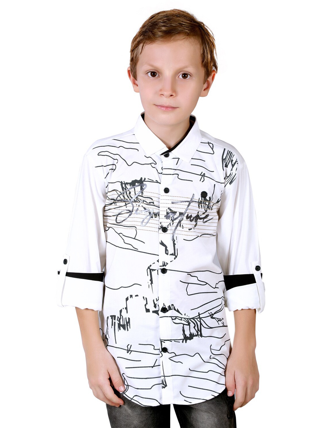 

BAESD Boys Classic Printed Casual Shirt, White