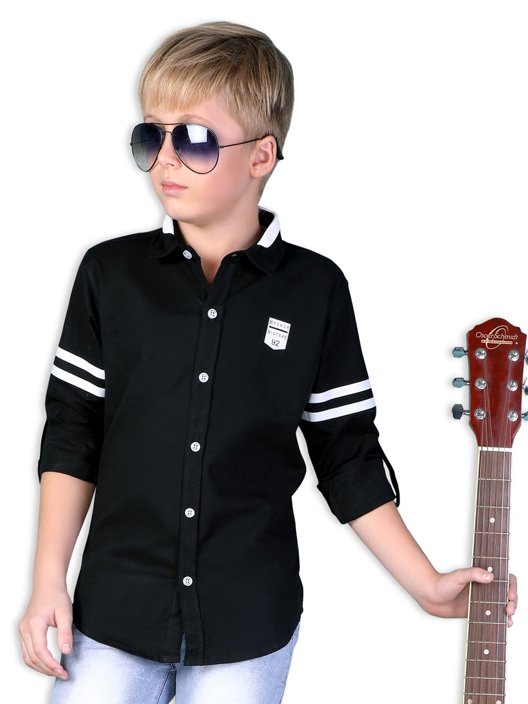 

BAESD Boys Classic Spread Collar Cotton Casual Shirt, Black