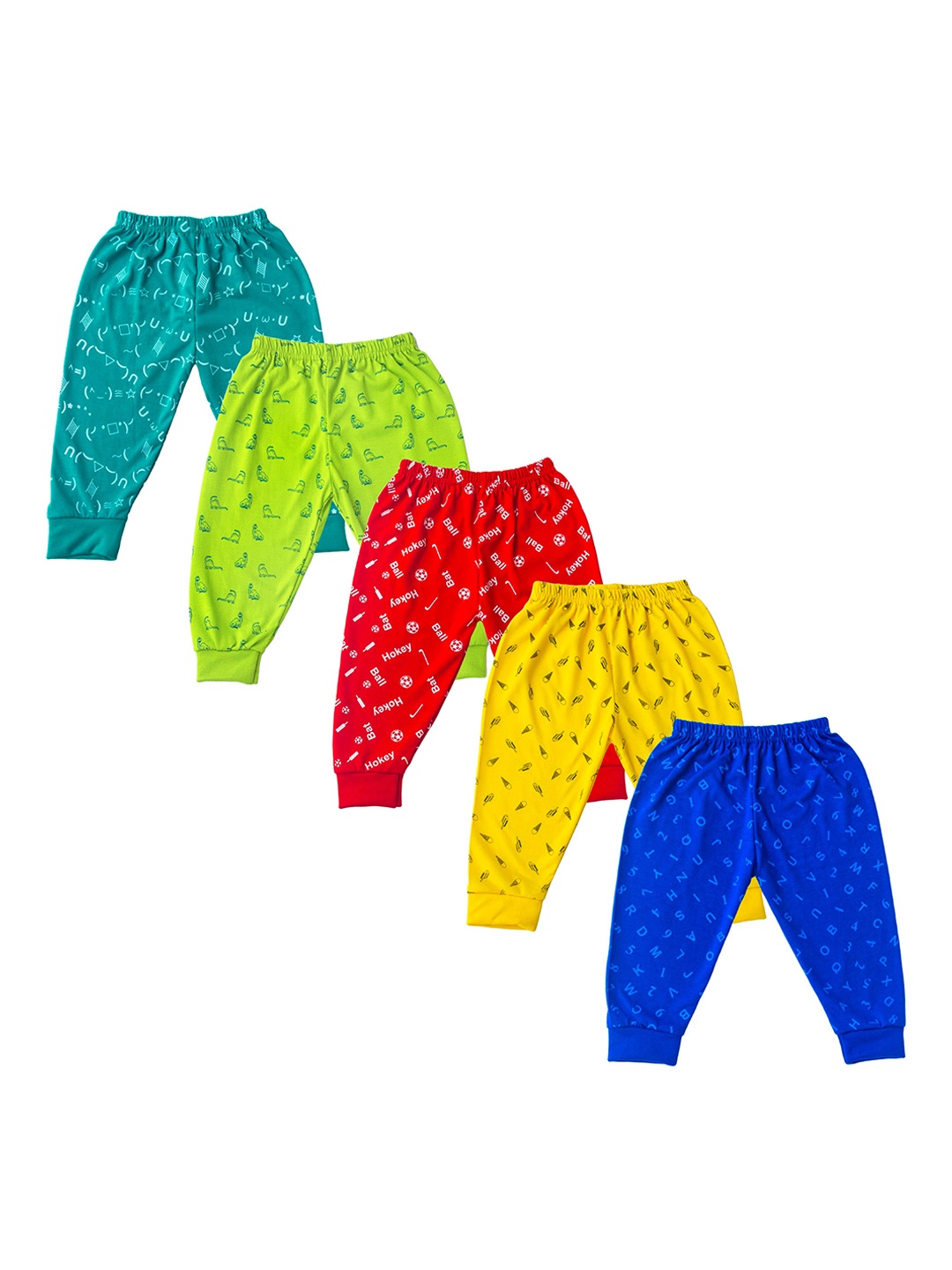 

BAESD Infants Pack of 5 Printed Pure Cotton Joggers, Yellow