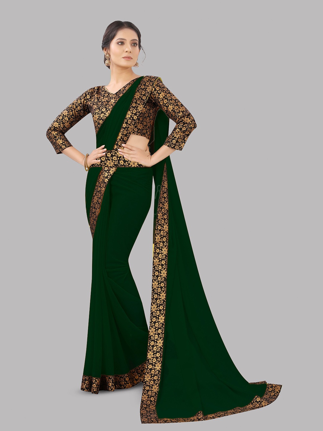 

Reeta Fashion Zari Pure Georgette Saree, Green