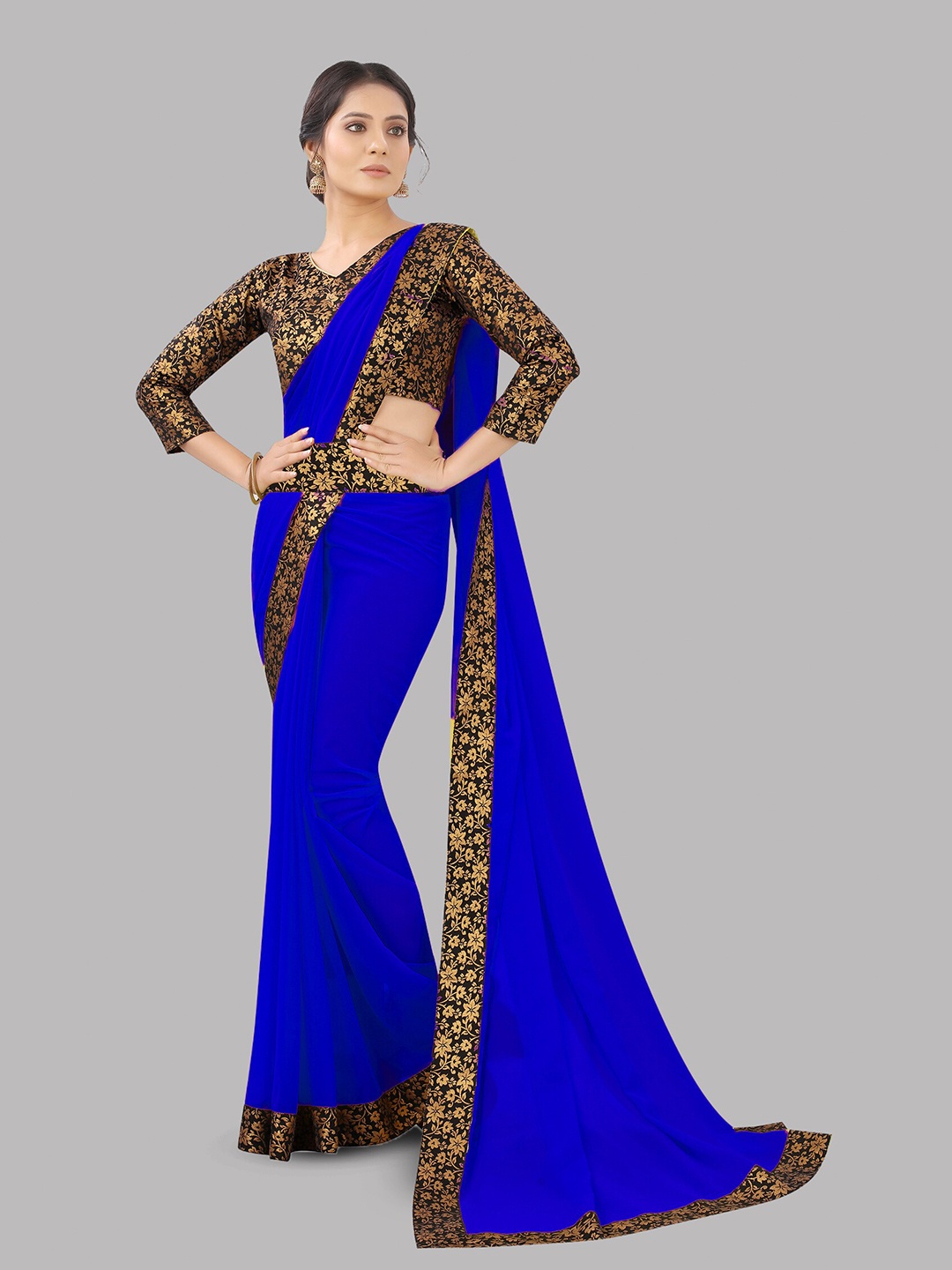 

Reeta Fashion Zari Pure Georgette Saree, Blue