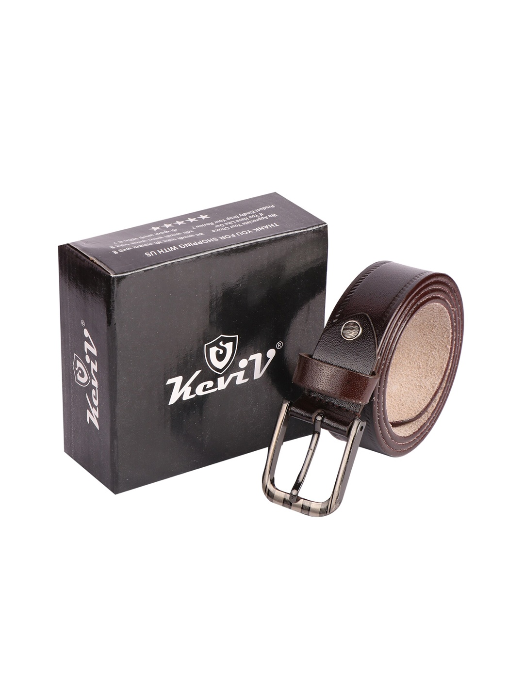 

Keviv Men Textured Leather Formal Belt, Brown