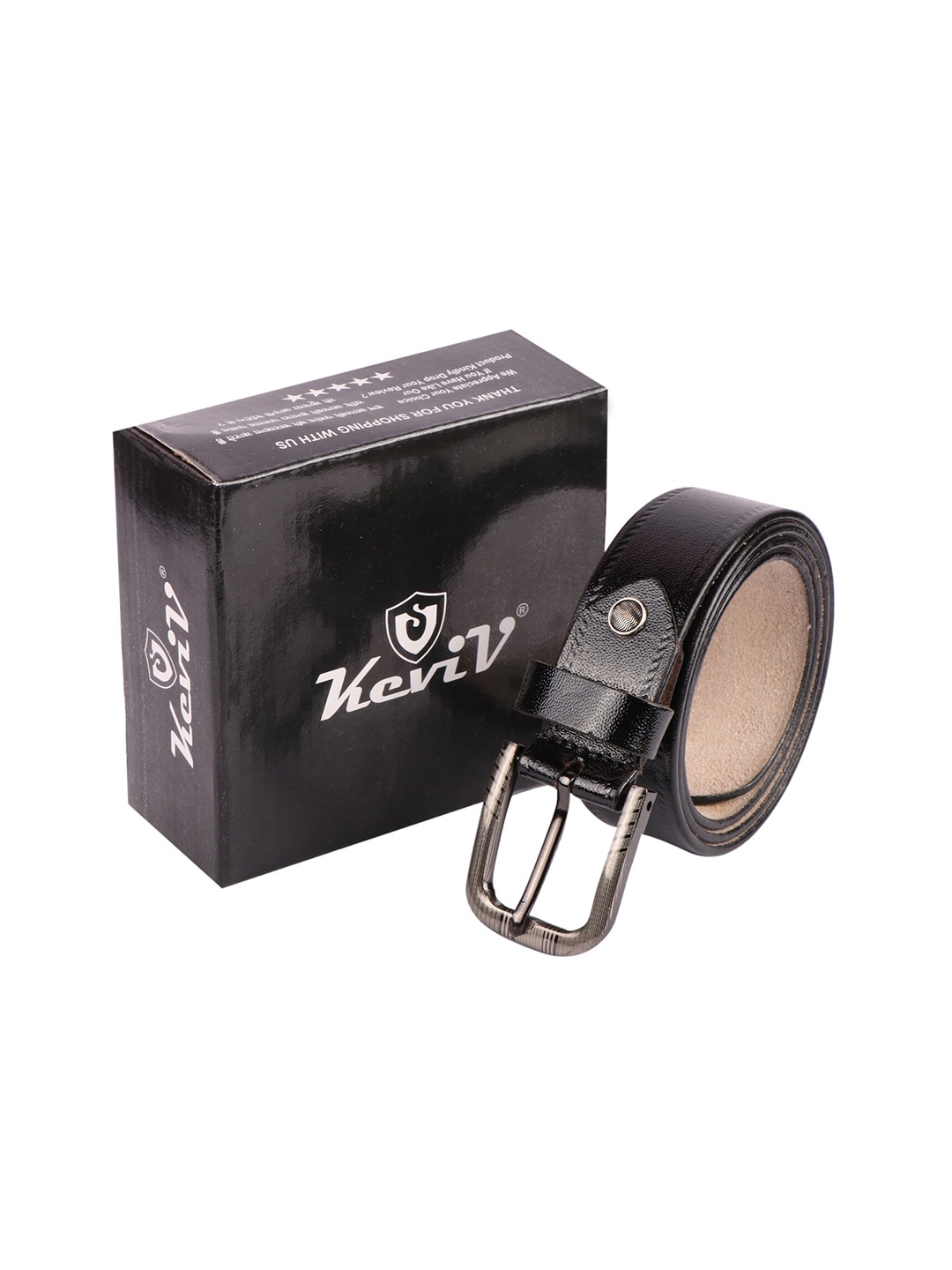 

Keviv Men Textured Leather Formal Belt, Black