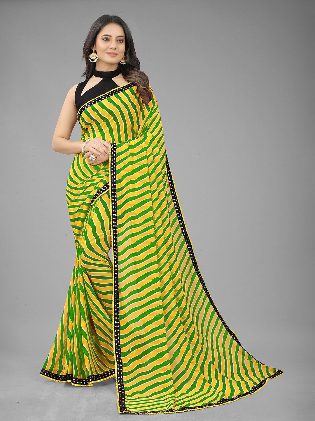 

Reeta Fashion Leheriya Pure Georgette Saree, Green