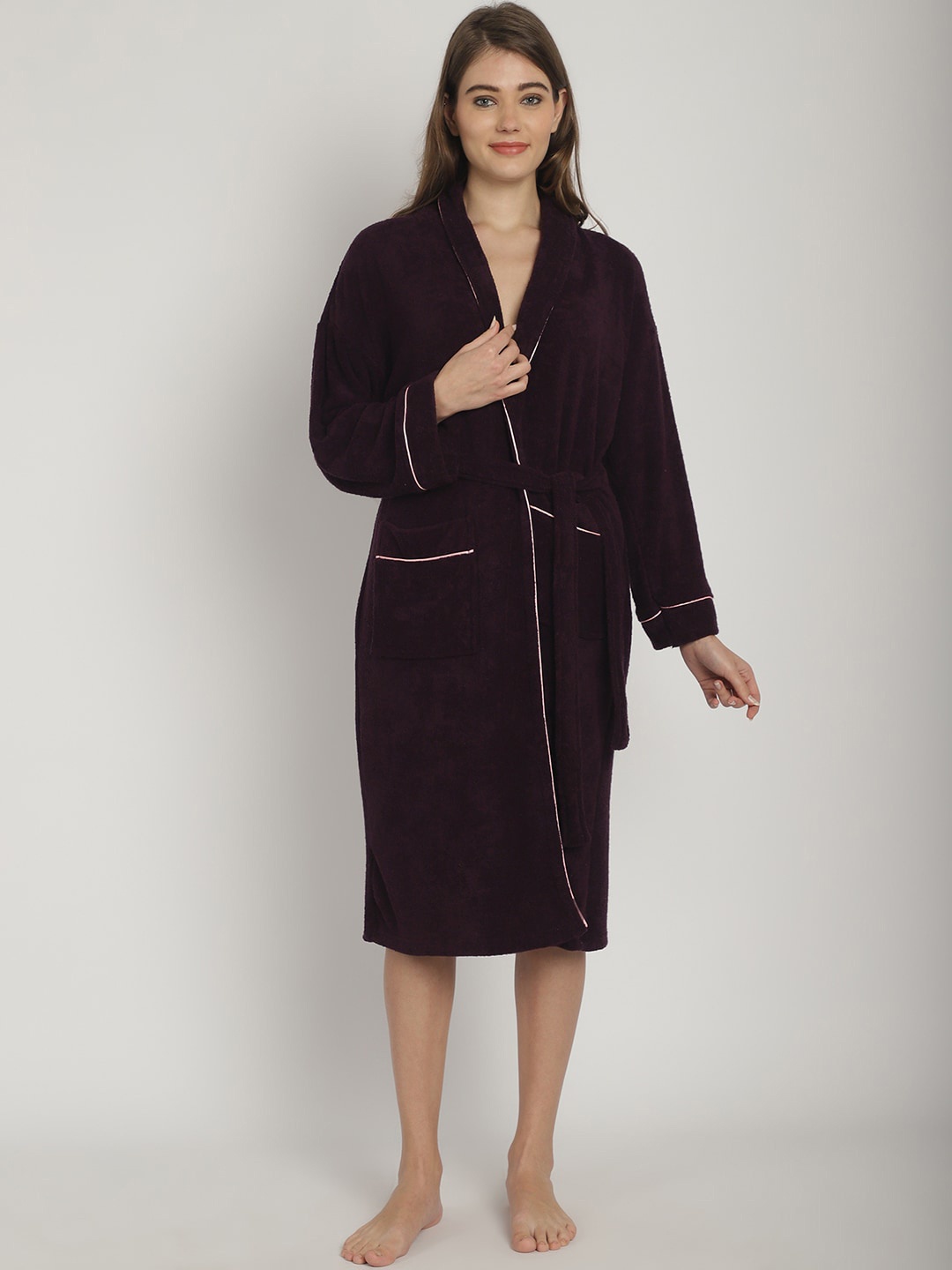 

ELEVANTO Women Bath Robe, Purple