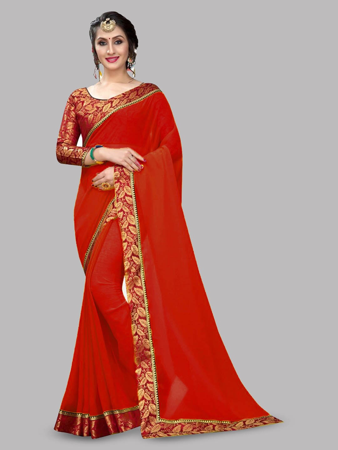 

Reeta Fashion Gotta Patti Pure Georgette Saree, Red