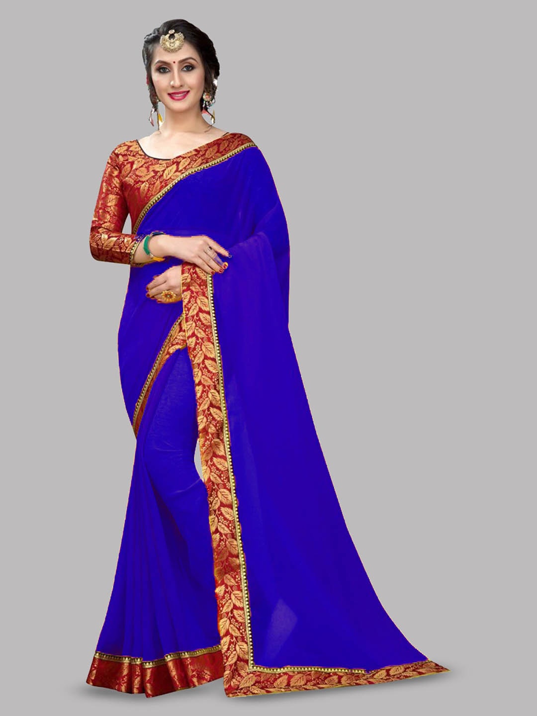 

Reeta Fashion Zari Pure Georgette Saree, Blue