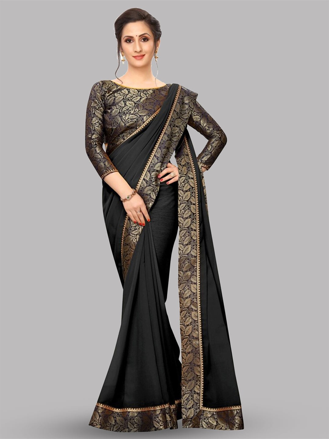 

Reeta Fashion Woven Design Pure Georgette Saree, Black