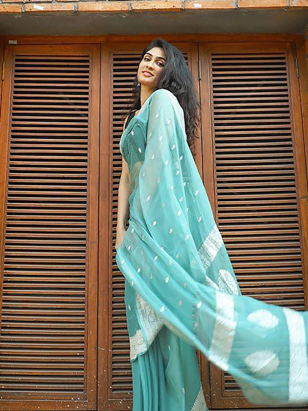 

Anjaneya Sarees Ethnic Woven Design Zari Chanderi Saree, Green
