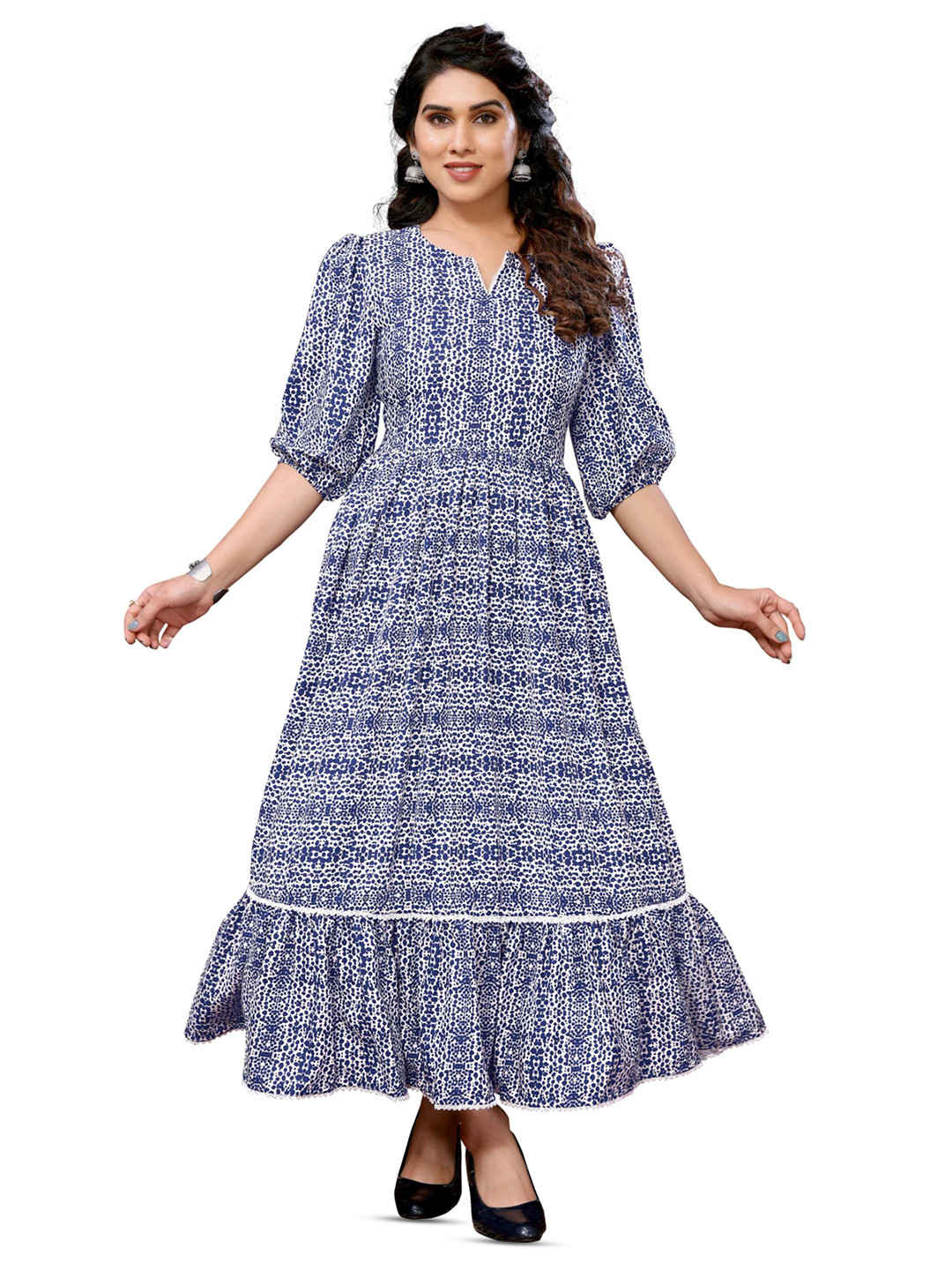 

Titanium Silk Industries Abstract Printed Maxi Dress, Blue