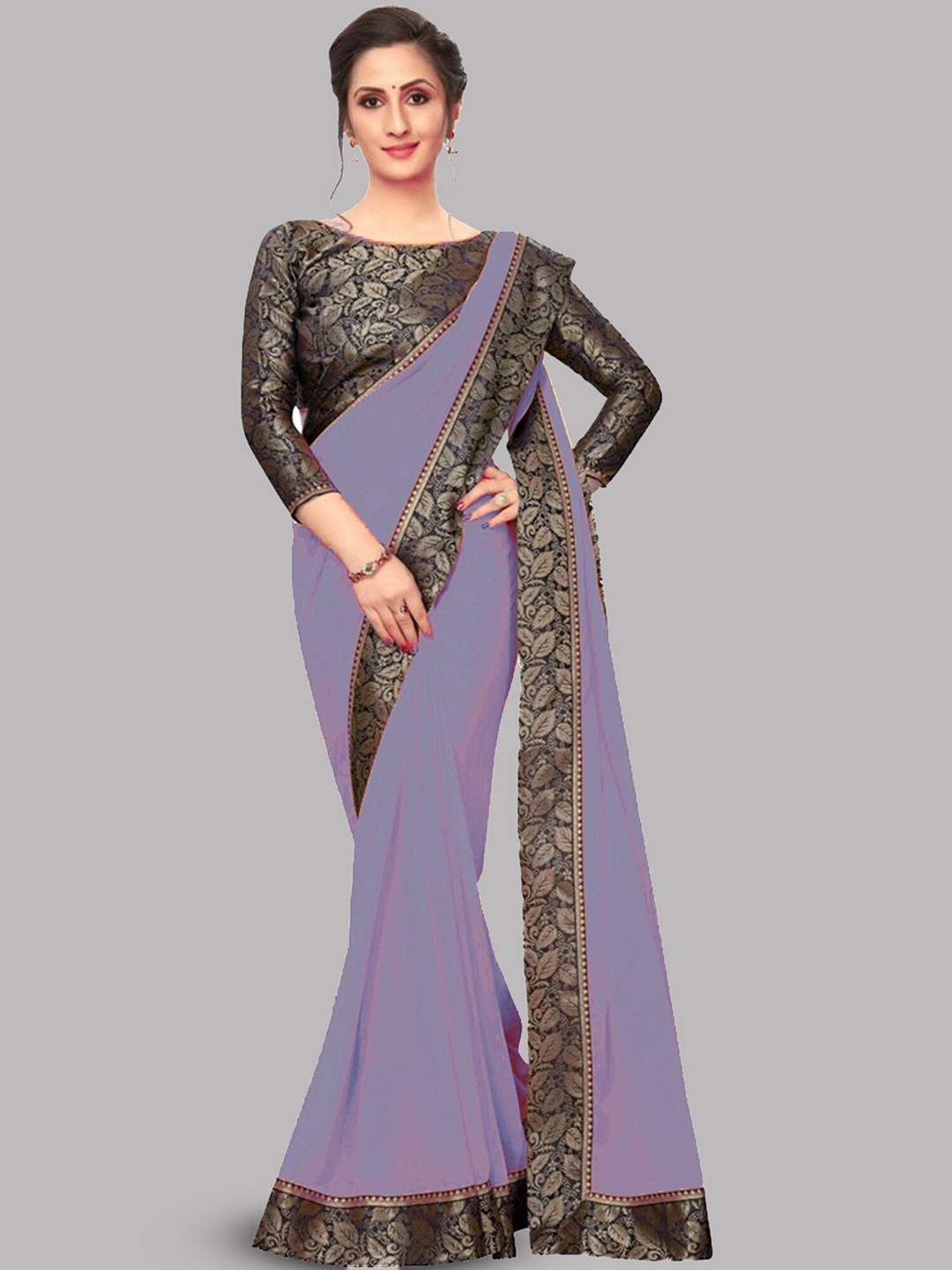 

Reeta Fashion Zari Pure Georgette Saree, Purple