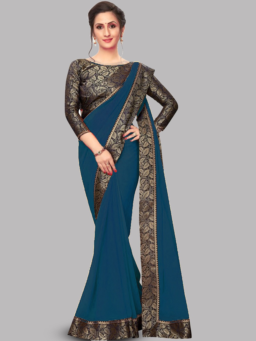 

Reeta Fashion Zari Pure Georgette Saree, Blue