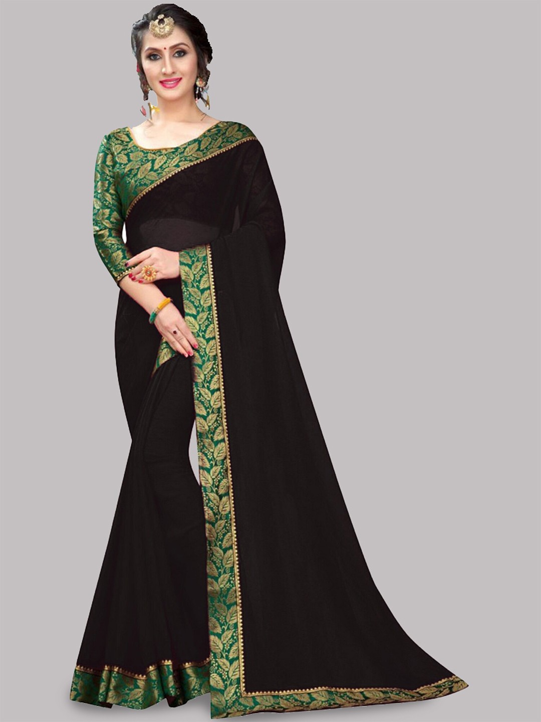 

Reeta Fashion Gotta Patti Pure Georgette Saree, Black