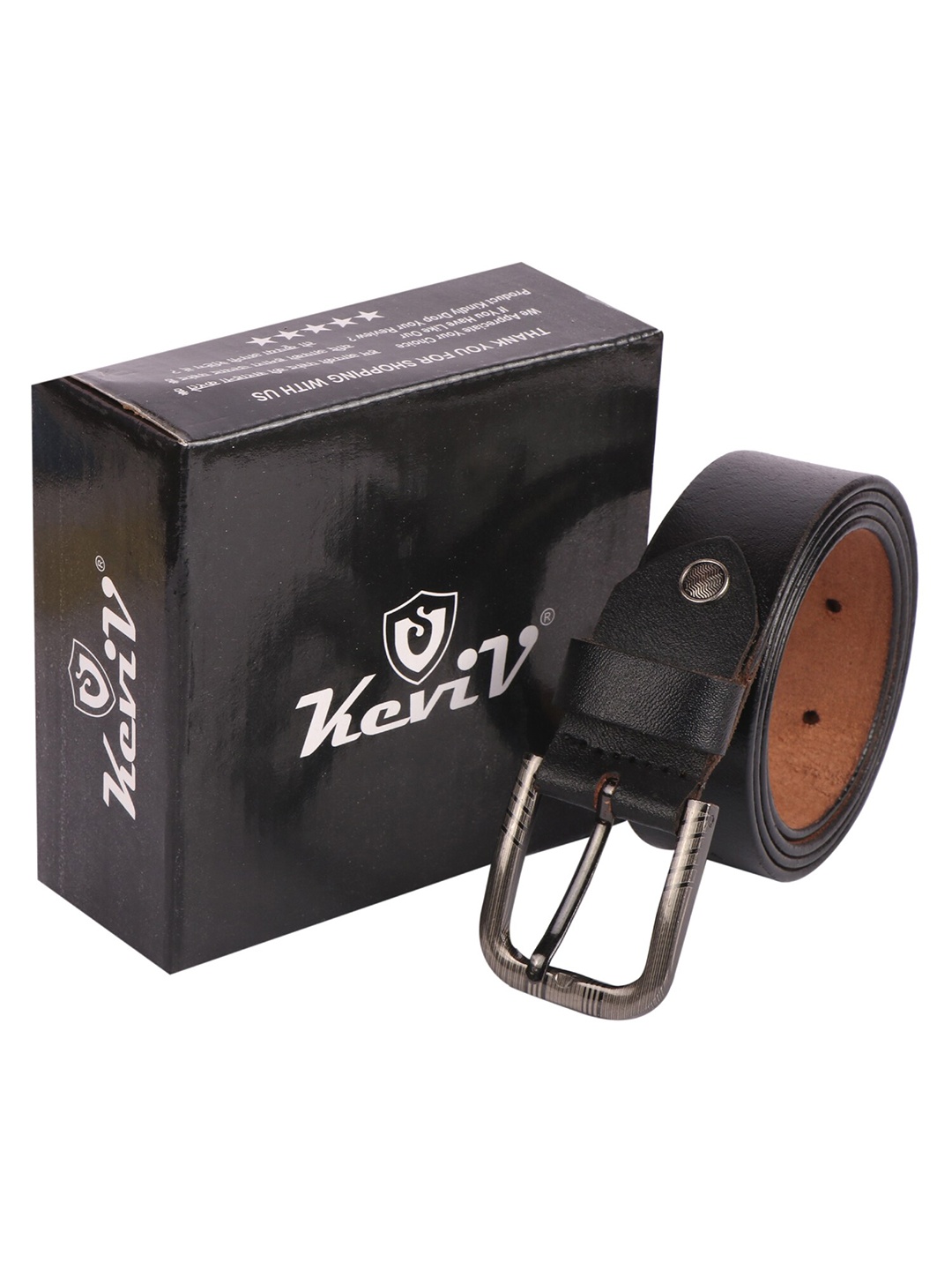 

Keviv Men Textured Leather Formal Belt, Black