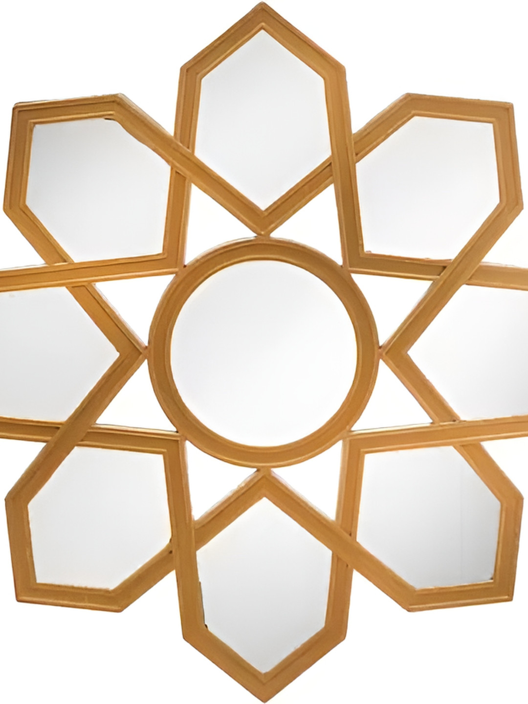 

Satyam Kraft Gold Toned & Grey Hexagon Round Shape Acrylic Decor Wall Mirror