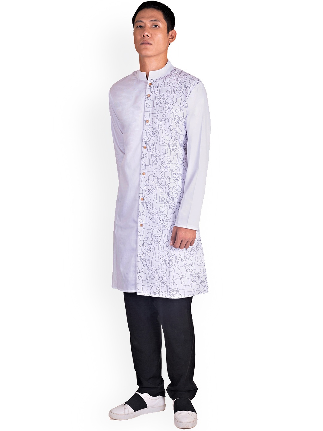 

Be Desi Mandarin Collar Cotton Straight Kurta, White