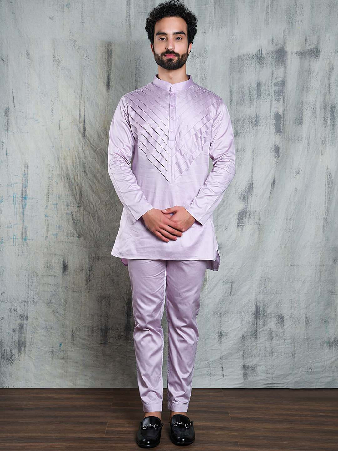 

Be Desi Mandarin Collar Kurta with Pyjamas, Lavender